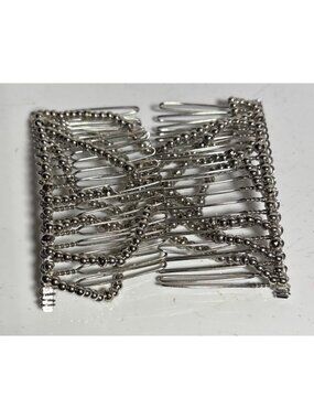Expandable Silver Beaded Double Hair Comb Elegant Hair Accessory Silver